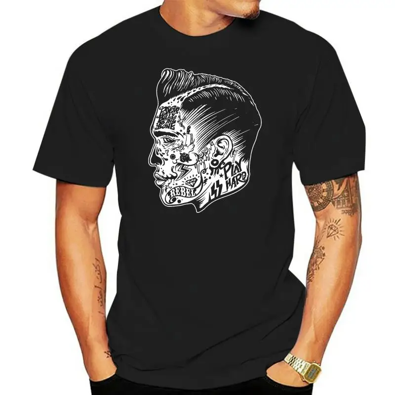 

Print Shirt Summer Style Fashionshort Sleeve Printing Crew Neck Tattooed Psychobilly T Shirts For Men