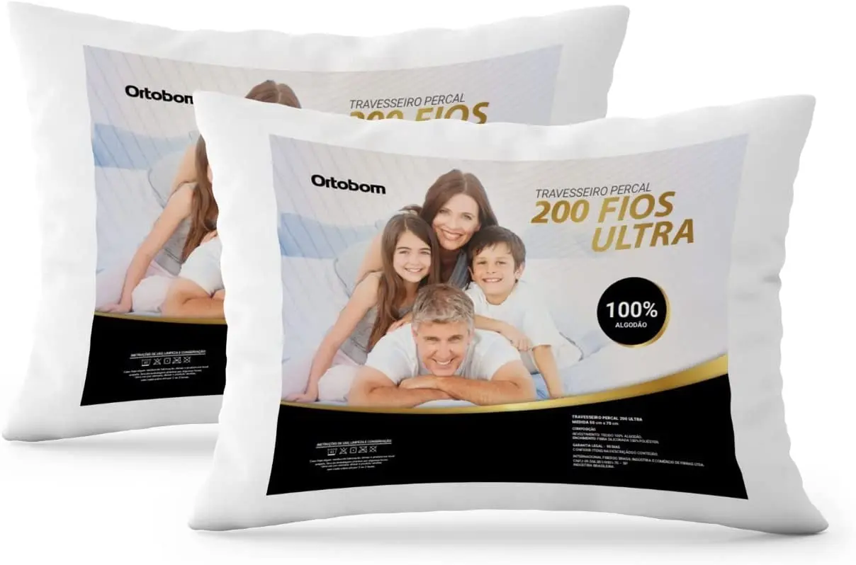 

Kit Pillow 02 Pieces 100% Cotton Percal 200 Yarns Ultra Core Pillow Sofa Back Core Pillow Cushion