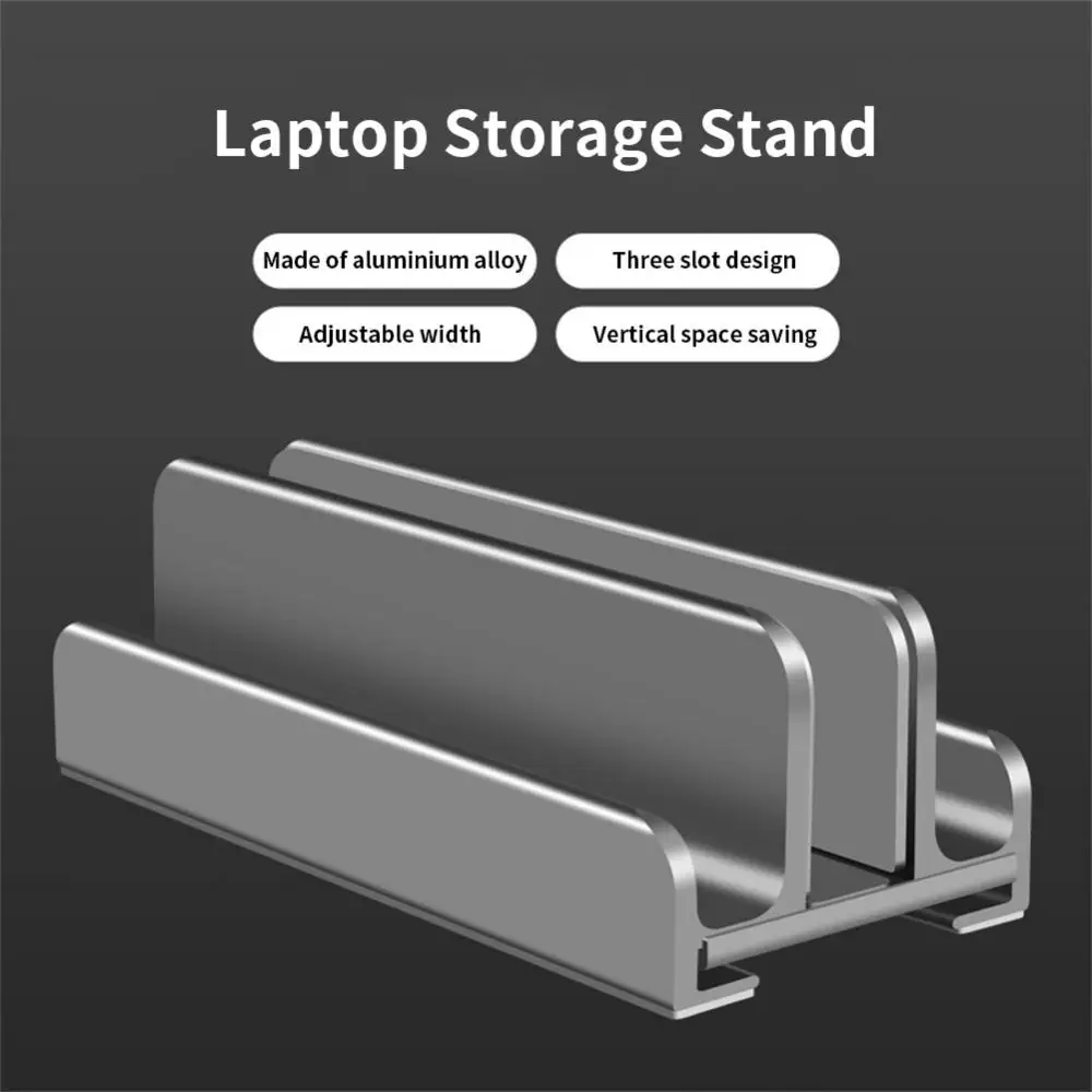 

Aluminum Alloy Adjustable Desktop Mobile Phone Vertical Desktop Cooling Dual Storage Bracket For Computer Pc Macbook Pro