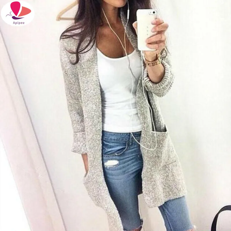 

2023 Autumn Winter Fashion Women Long Sleeve Loose Knitting Cardigan Trench Sweater Knitted Female Cardigan S-5XL