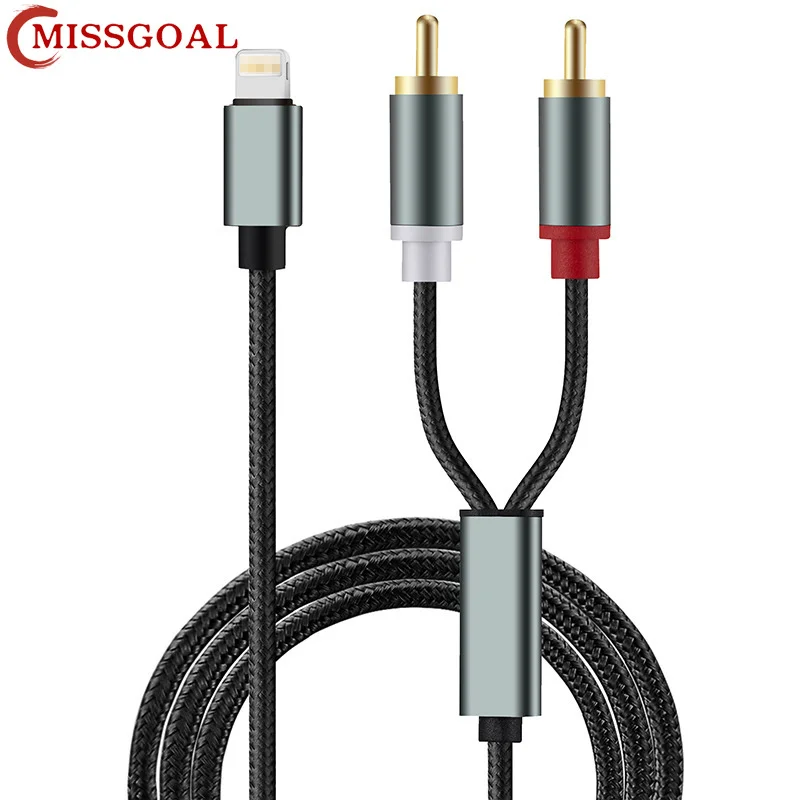

Missgoal 8pin To RCA Aux Audio Cable 3.5mm Car Audio Adapter Type-C Mobile Phone To Audio Speaker Headphone Audio Splitter
