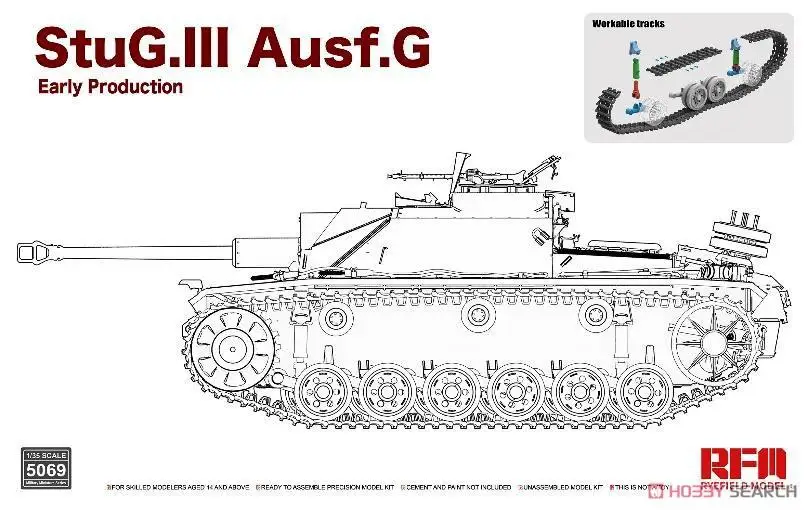 

RYEFIELD RM5069 1/35 Scale StuG. III Ausf. G Early Production w/Workable Track Links Plastic Model Kit