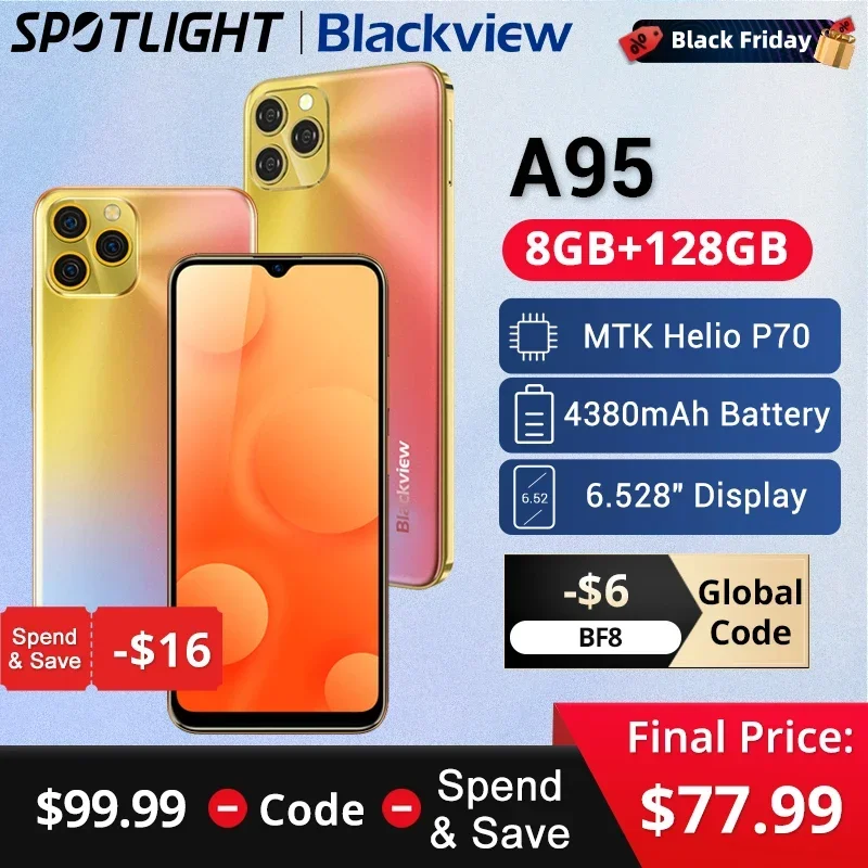

【World Premiere】Global Version Blackview A95 8GB RAM 128GB ROM Octa Core 6.5" Display MTK Helio P70 4380mAh Battery