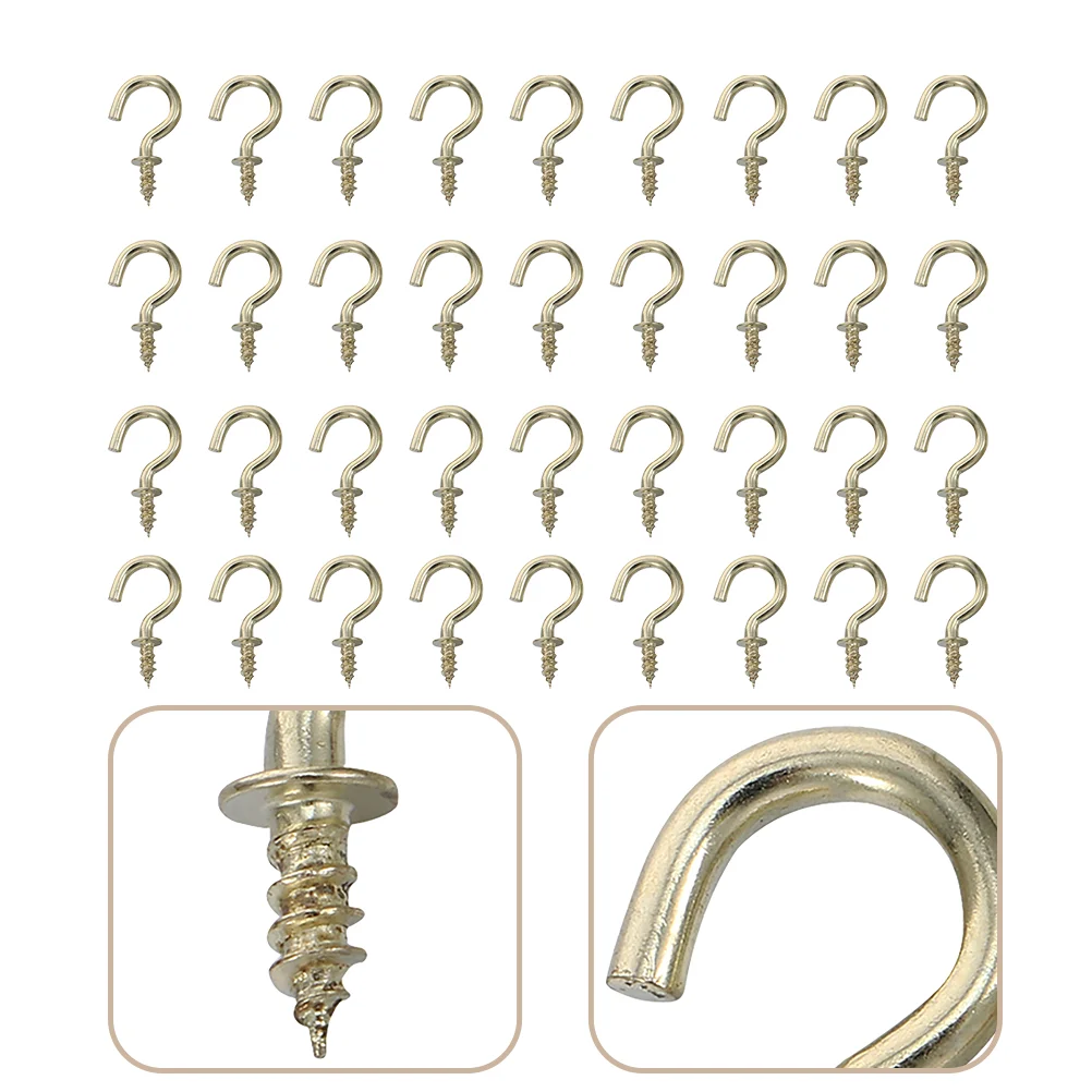 

100pcs Carbon Steel Screw-In Hooks Question Hanger Home Clothing Storage Hooks