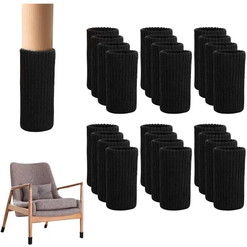 Носки для мебели 24 шт., высокие эластичные толстые носки для ножек стула, предотвращают появление царапин, Размеры стола, вязаные носки для с...