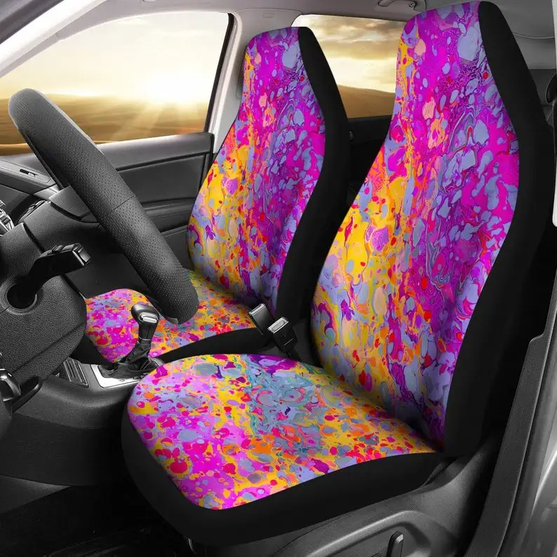 

Car Seat Cover, Marble Splatter, Car Accessories, Hippie, Bright Colorful, Car Covers, Psychedelic Trippy, Seat Covers