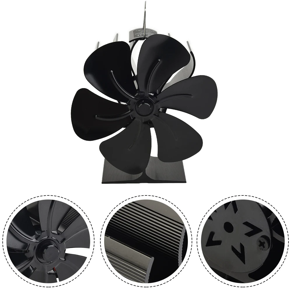 

1pcs 6 Blade Fireplace Fan Heat Powered Stove Fan Log Wood Burner Eco Friendly Quiet Power Saving Efficient Heat Distribution