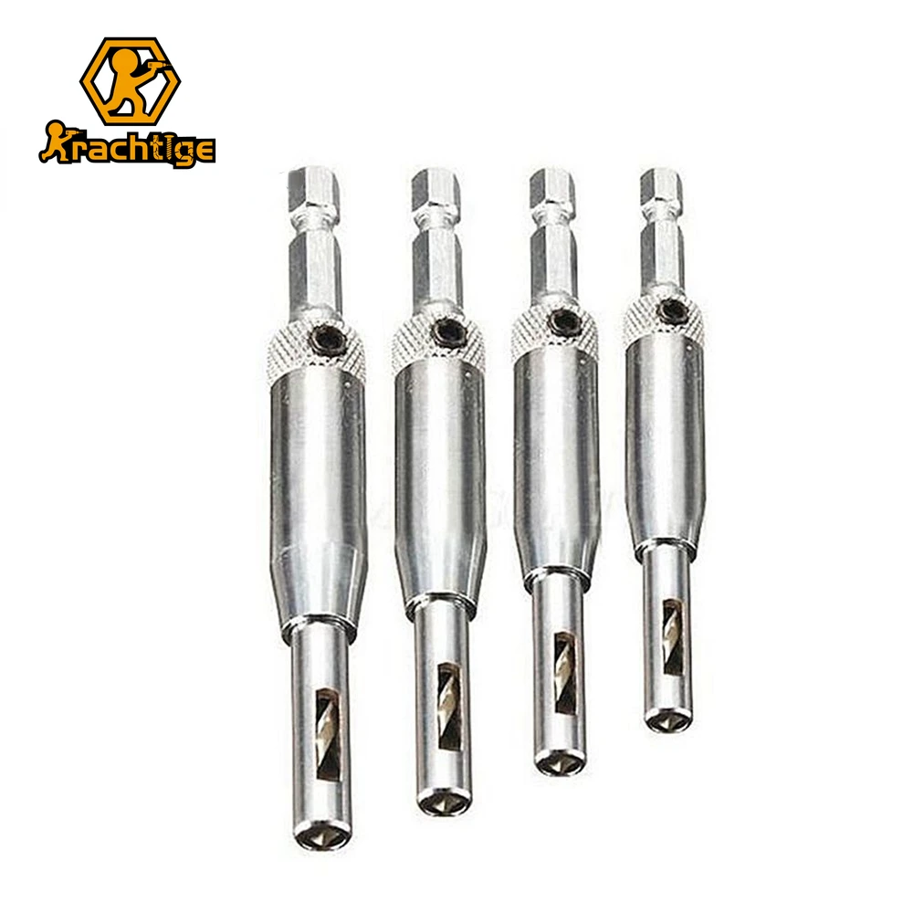 Krachtige 4Pcs Drill Bit Tools Punch Hole HSS Self Centering Hinge Hardware Drill Bits Set Door Cabinet 5/64