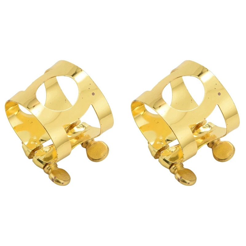 

2X Tener Saxophone Mouthpiece Ligature Gold-Plated Brass Ligature Fastener For Rubber Saxophone(Tener E)