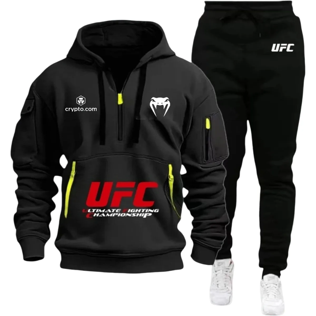 Фото 2026 Утепленная хлопковая куртка большого размера с популярным логотипом UFC, теплый плотный костюм, повседневная и модная зимняя одежда №1