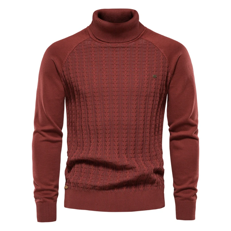 Autumn and Winter New Men's High Neck Pullover Sweater Solid Color Casual Slim Fit Basic Business Fashion Casual Knitwear Top