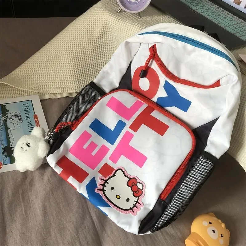 

Sanrio Cute Cartoon Hellokitty Cat Print Backpack Student Bag Large Capacity Storage Bag New Kawaii Anime Girl Birthday Gift