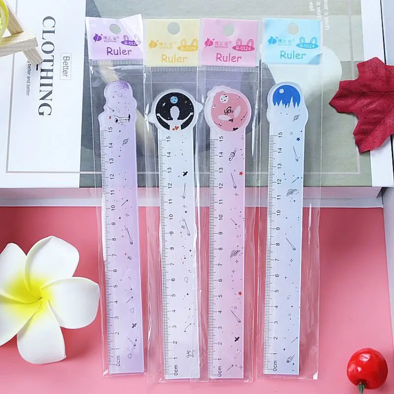 

6-компонентная кавайная канцелярская линейка с рисунком котенка, прямая пластиковая линейка