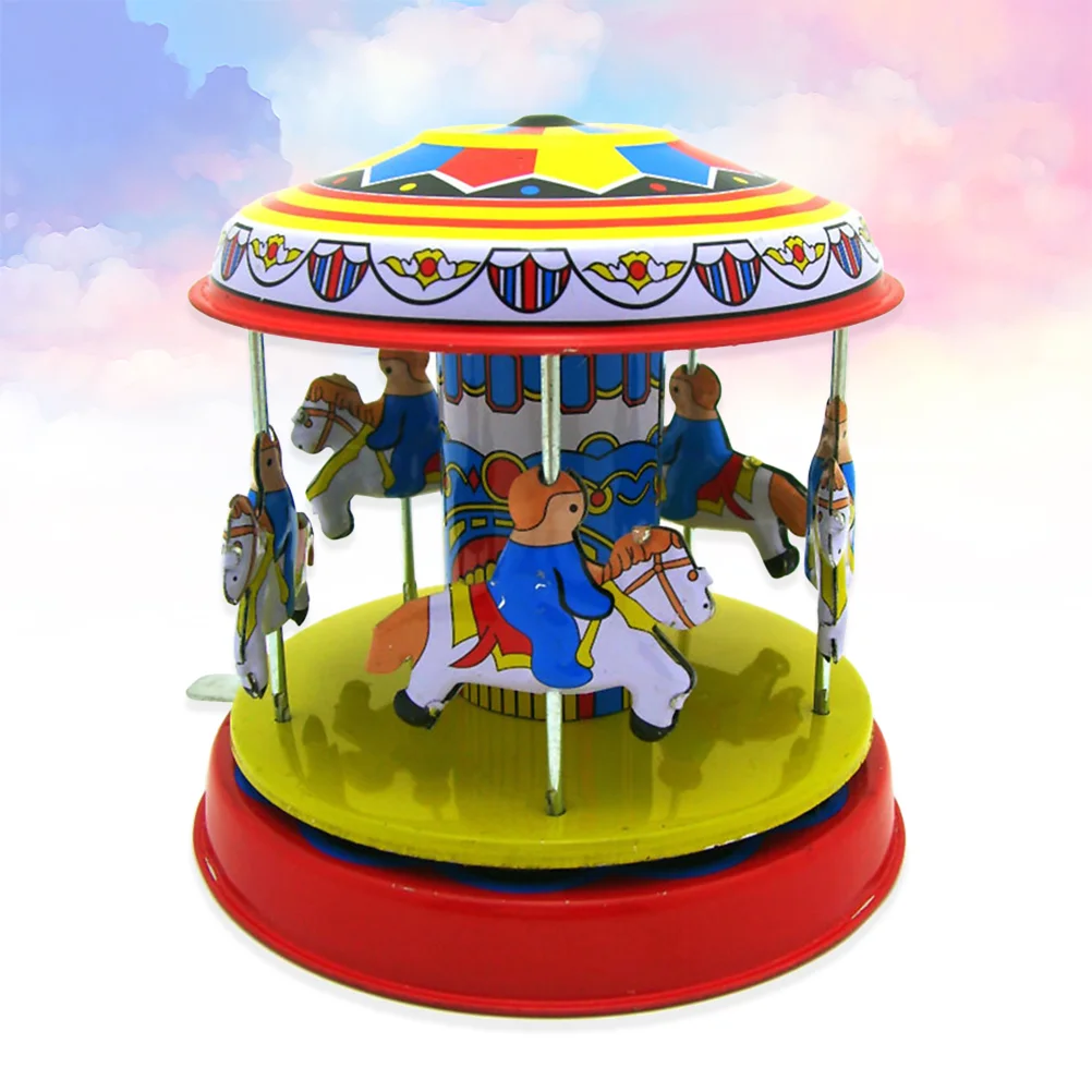 

Windtoy Toys Carousel Merry Round Go Clockwork Horse Vintage Tin Kids Rotatinggift Birthday Retro Party Wheel Model Ferris Funny