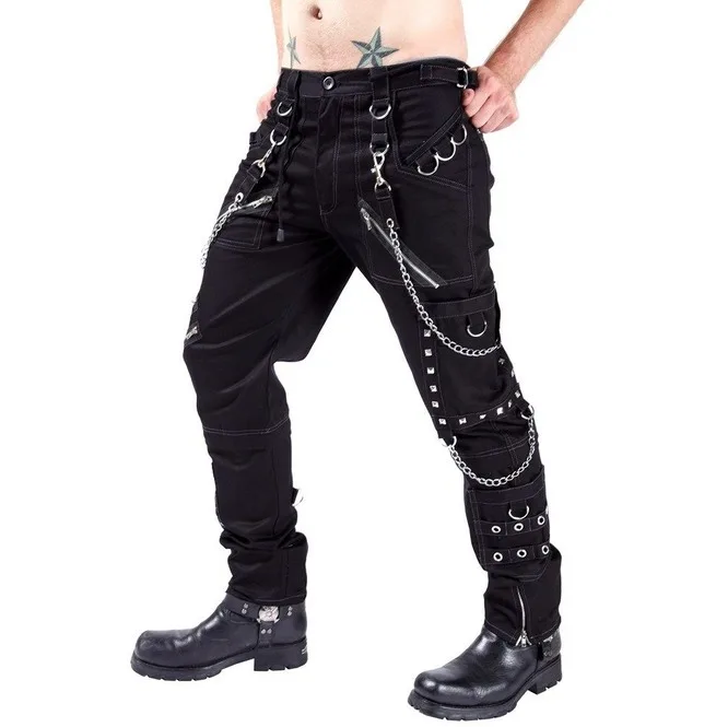

2022 New Casual Pants Men's Gothic Pants Punk Rock Eyelet Cargo Bound Pants