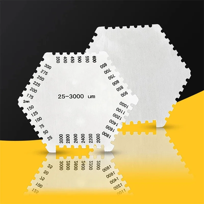 

Paint Thickness Gauge Hexagon Wet Film Thickness Gauge Coating Thick Card Wet Film Comb Measuring Instrument Painter Gauge Tools