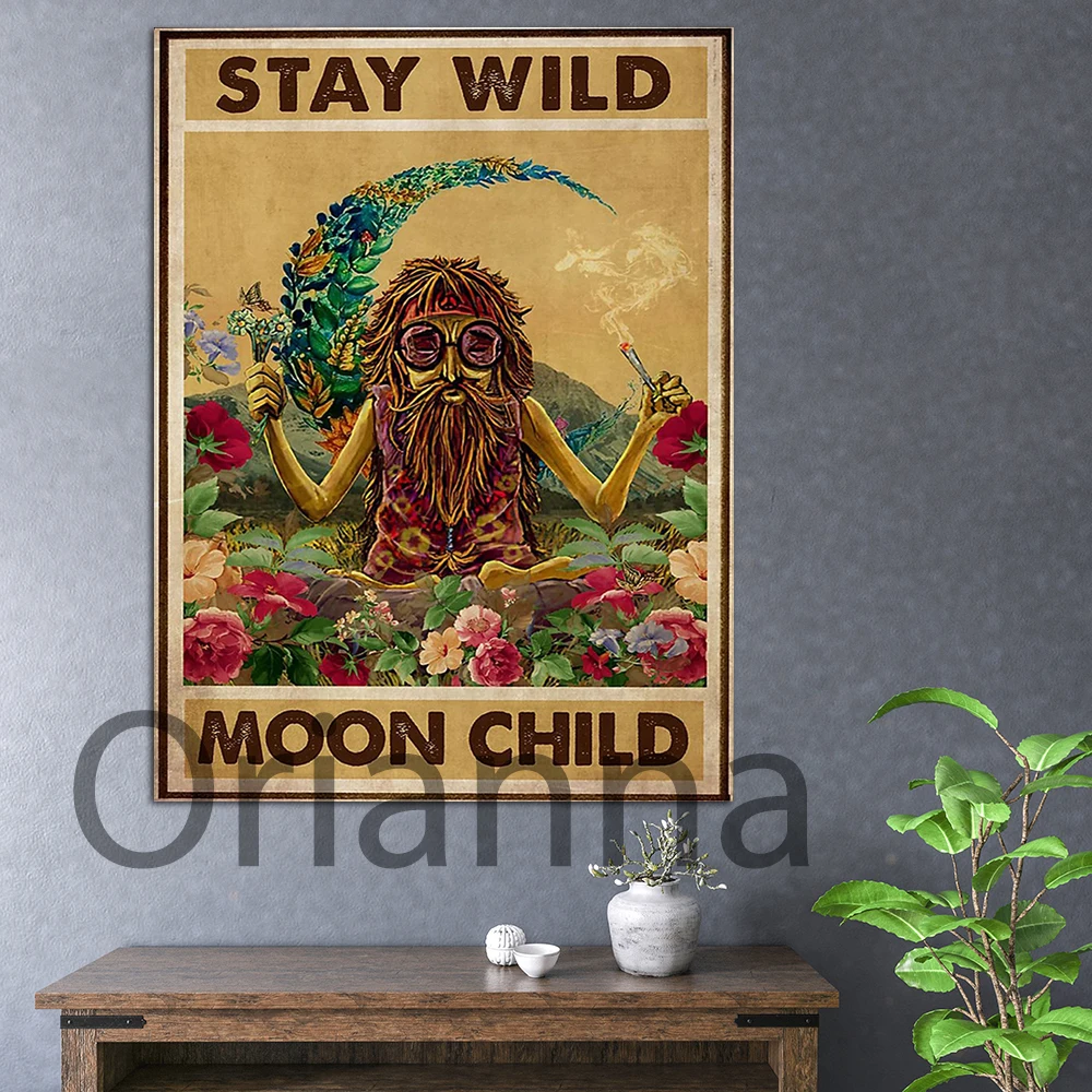 

Home Decor Wall Art Hd Print Stay Wild Moon Child Flower Canvas Painting Modular Picture For Gift Modern Vintage Funny Poster