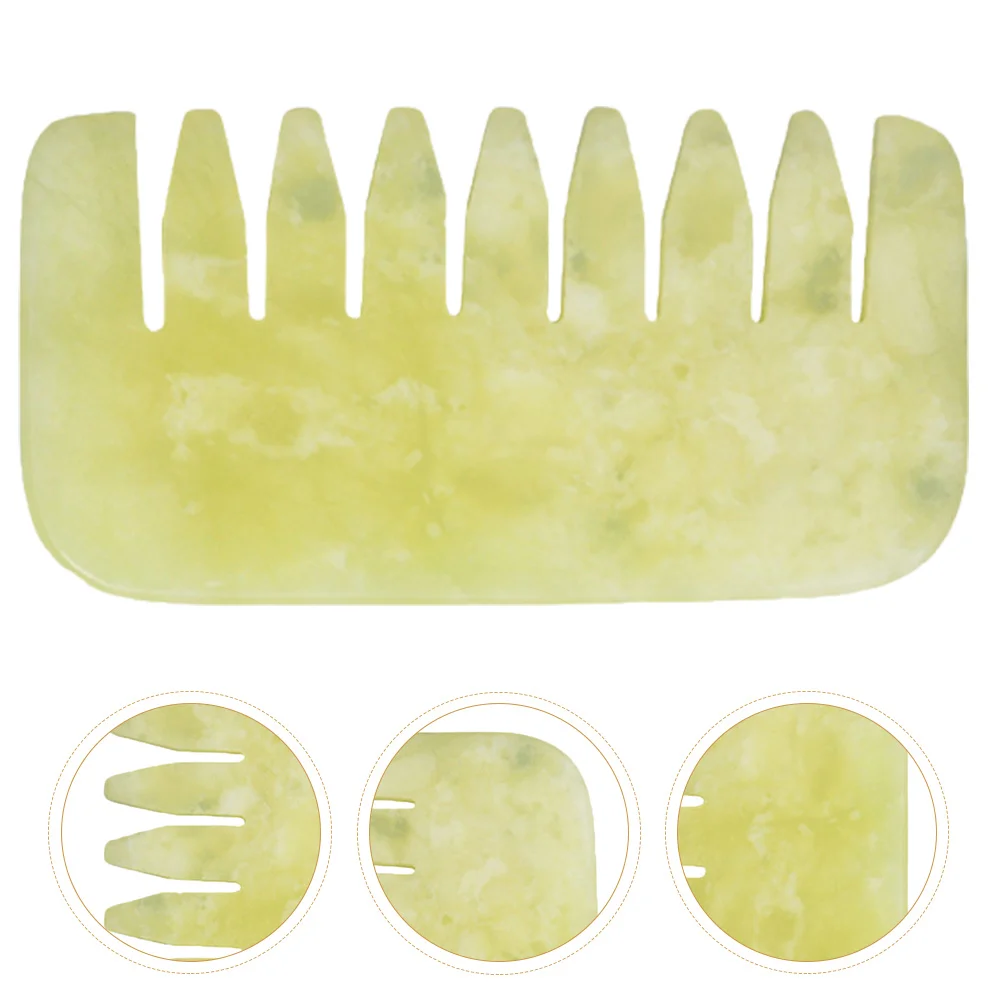 

Comb Hair Brush Jade Scraping Head Static Anti Scalp Board Body Detangler Detangling Tooth Wide Stone Combs Detangle Face Guasha