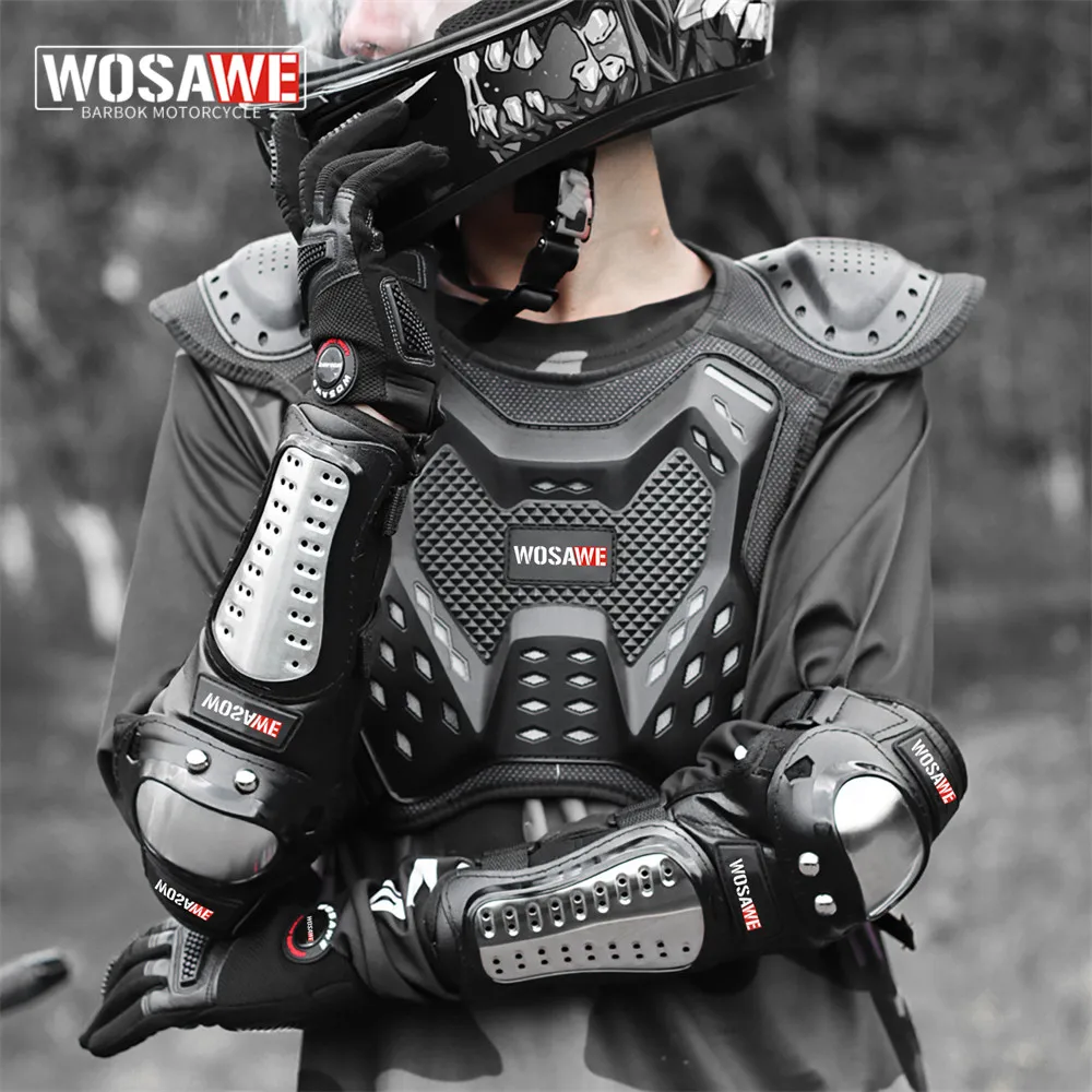 WOSAWE Motorcycle Armor Jacket Moto Racing Gear Elastic Armor Vest Motocross Riding Off Road Bike Body Protection Clothing
