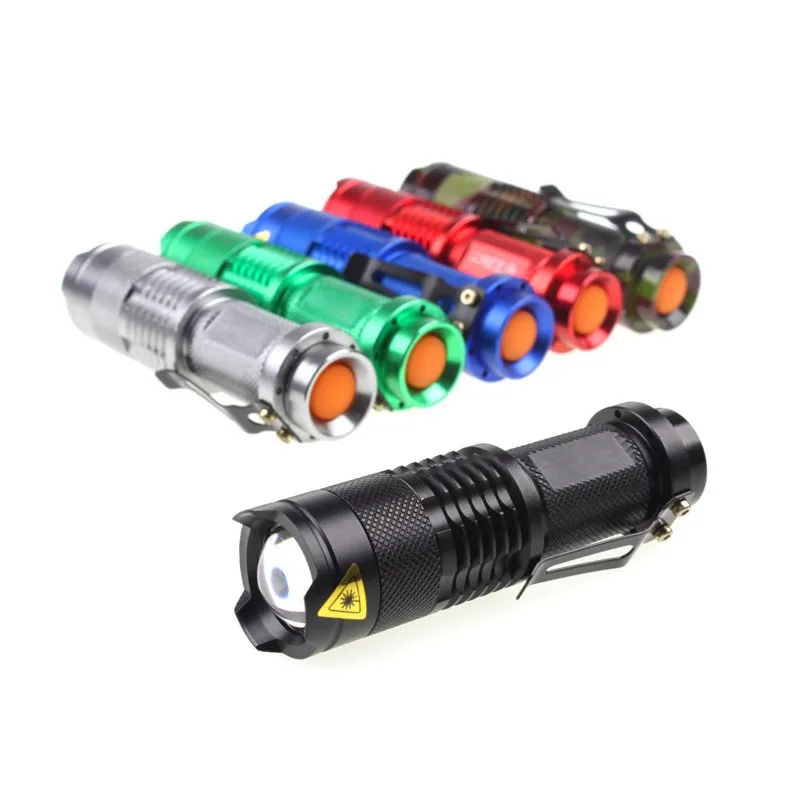 

50pcs/lot Q5 Led Flashlight Mini Zoomable 3 Modes Waterproof Glare Torch Lamp Flash Light