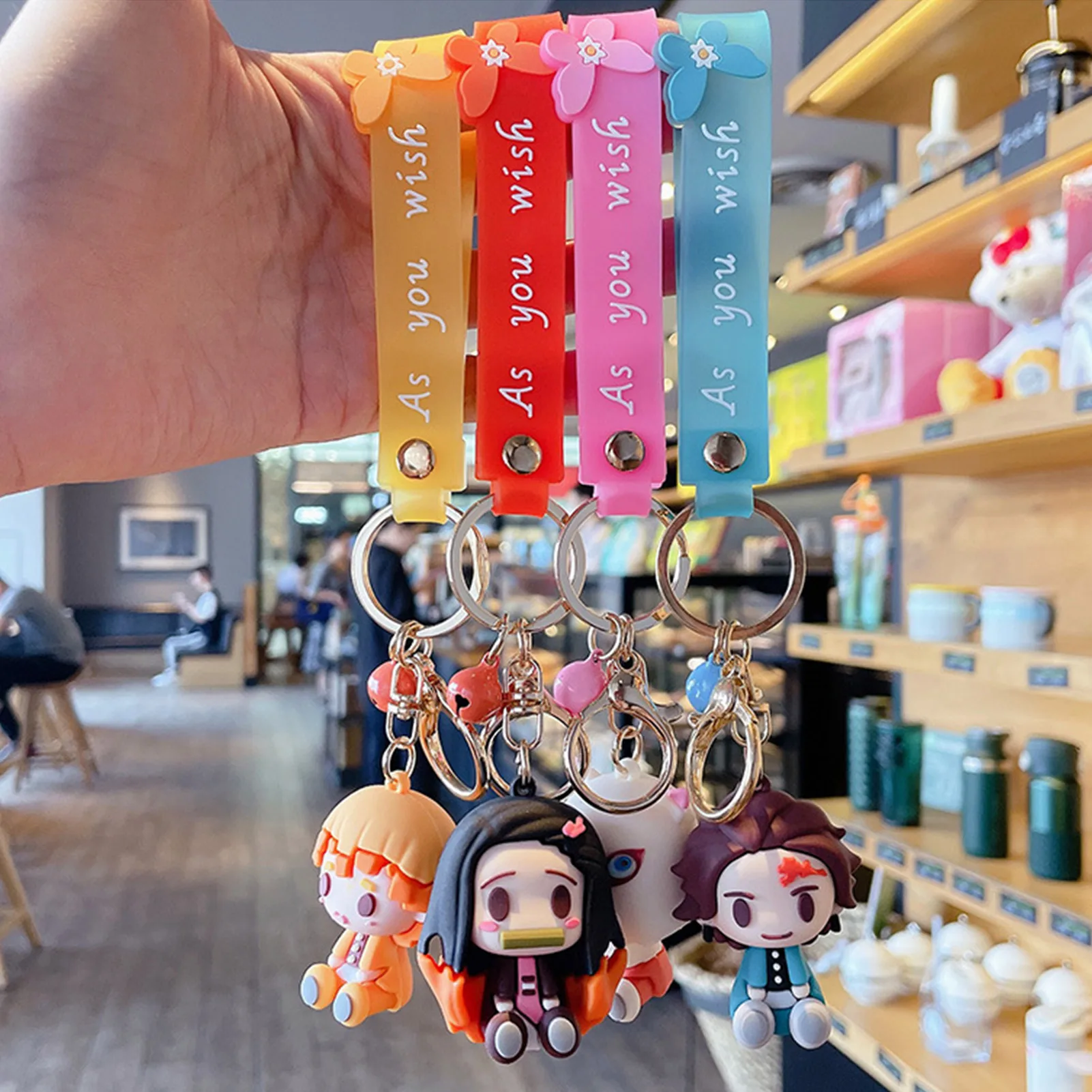 

Anime Demons Slayer Keychain Acrylic Kimetsu no Yaiba Blade of Ghost Keychains Key Cover Chain Keyring Jewelry Accessories Gifts