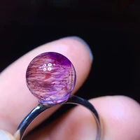 natural purple super 7 seven lepidocrocite adjustable ring 9 8mm round red super 7 ring 925 sterling silver beads rings aaaa
