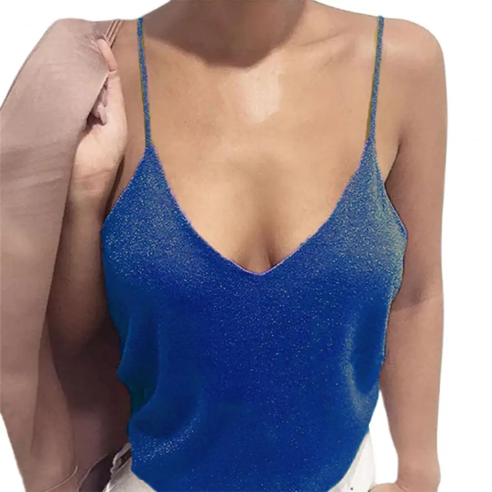 

Майка женская на бретелях-спагетти, жилет без рукавов с V-образным вырезом, повседневный однотонный Свободный Топ на бретелях, уличная одежда