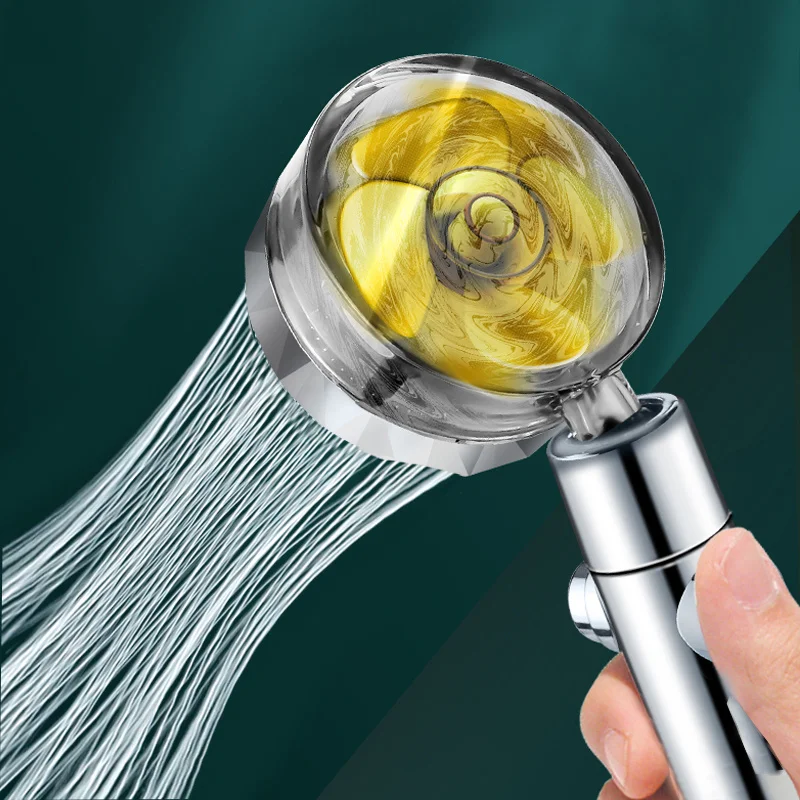 

Pressurized Propeller Bathroom Button Stop Water Saving 360&deg Rotation Shower Head Fancy Shape Spray Filter Nozzle