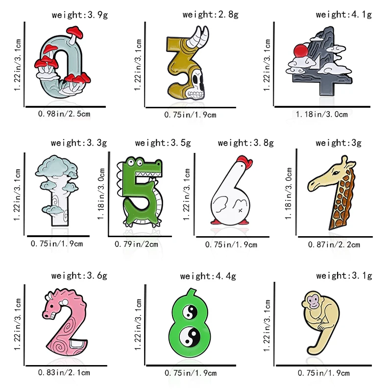 Милые животные Арабские буквы с цифрами эмалированная булавка Гусь обезьяна