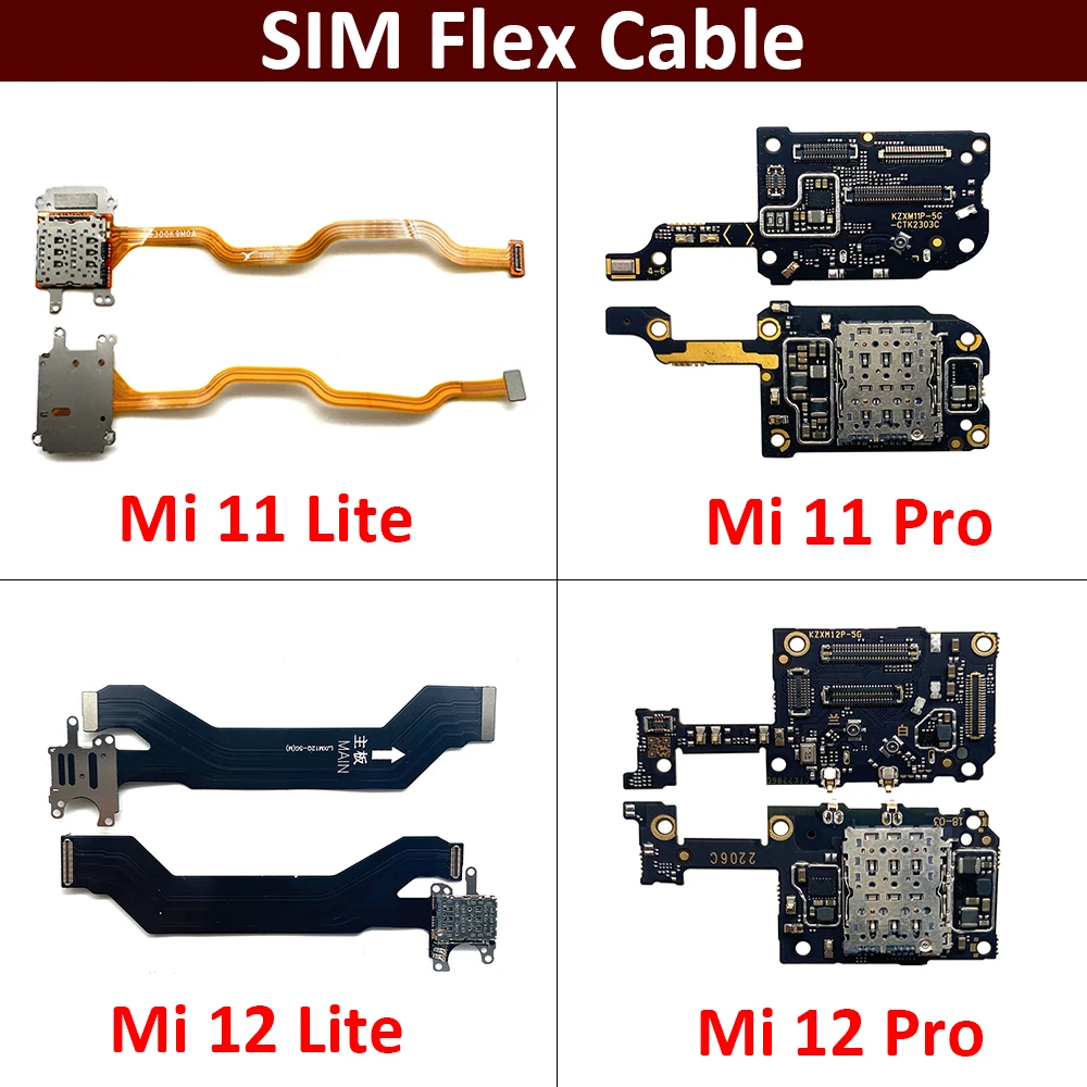

New For Xiaomi Mi 11 12 Lite Pro 5G m2101k9ag SIM Card Holder Tray Slot Reader Socket Flex Cable