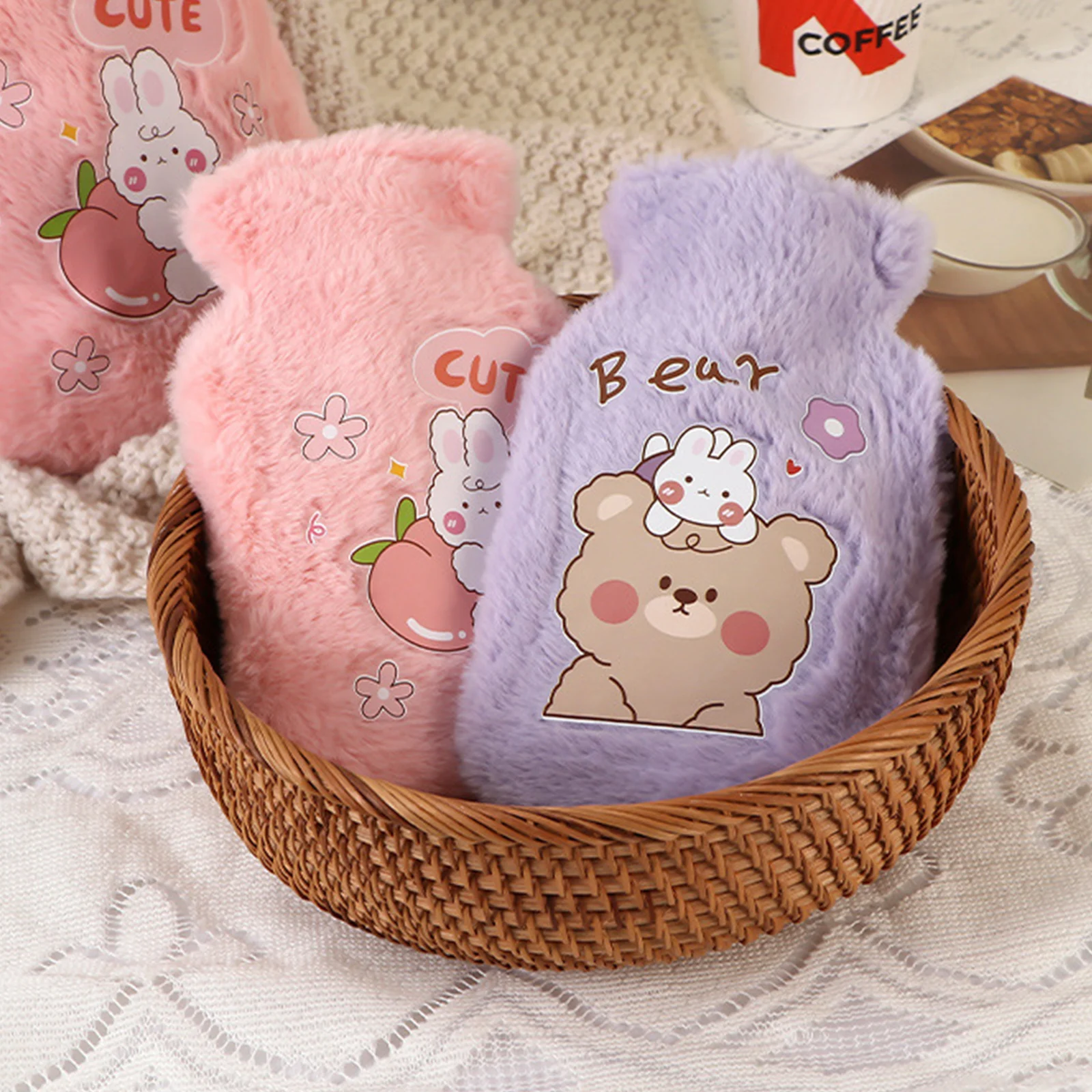 

Reusable Winter Warm Heat Hand Warmer Stress Pain Relief Therapy Hot Water Bottle Bag Knitted Soft Rabbit Cozy Cover FUNIQUE
