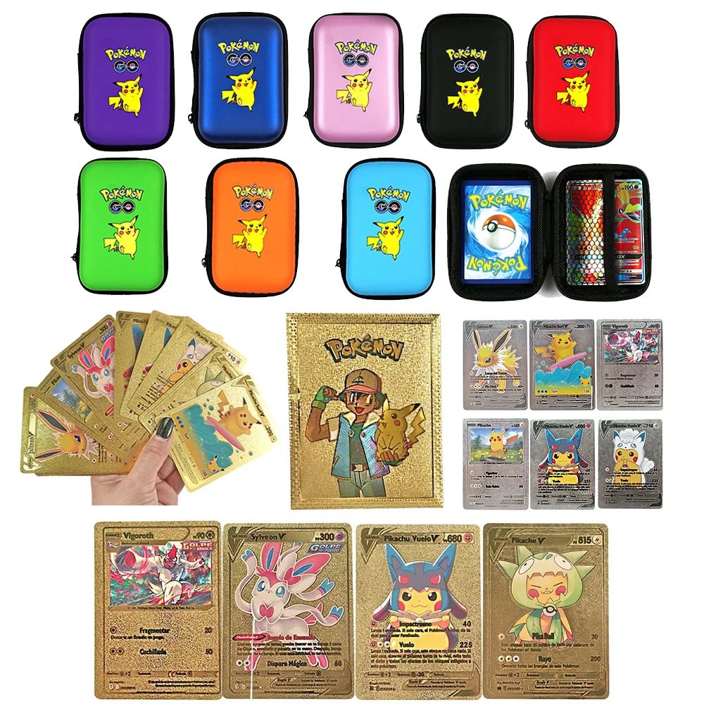 

New Pokemon Pikachu Cards In Spanish TAG TEAM GX VMAX V Energy Golden Silver Shining Cards Game Castellano Espaol Children Toy