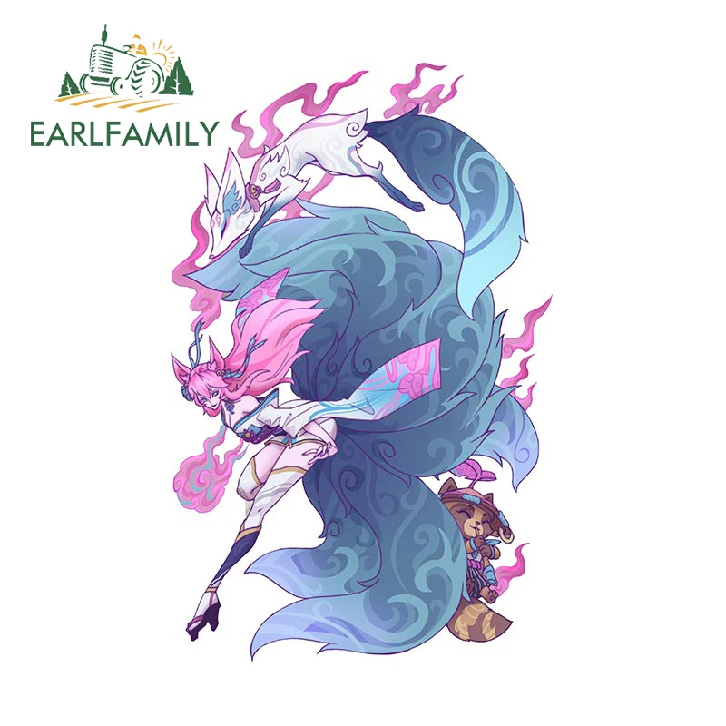 

EARLFAMILY 13cm x 8.3cm for League of Legends Ahri Car Stickers Personality Sunscreen Vinyl Decals Anime Car Door Protector