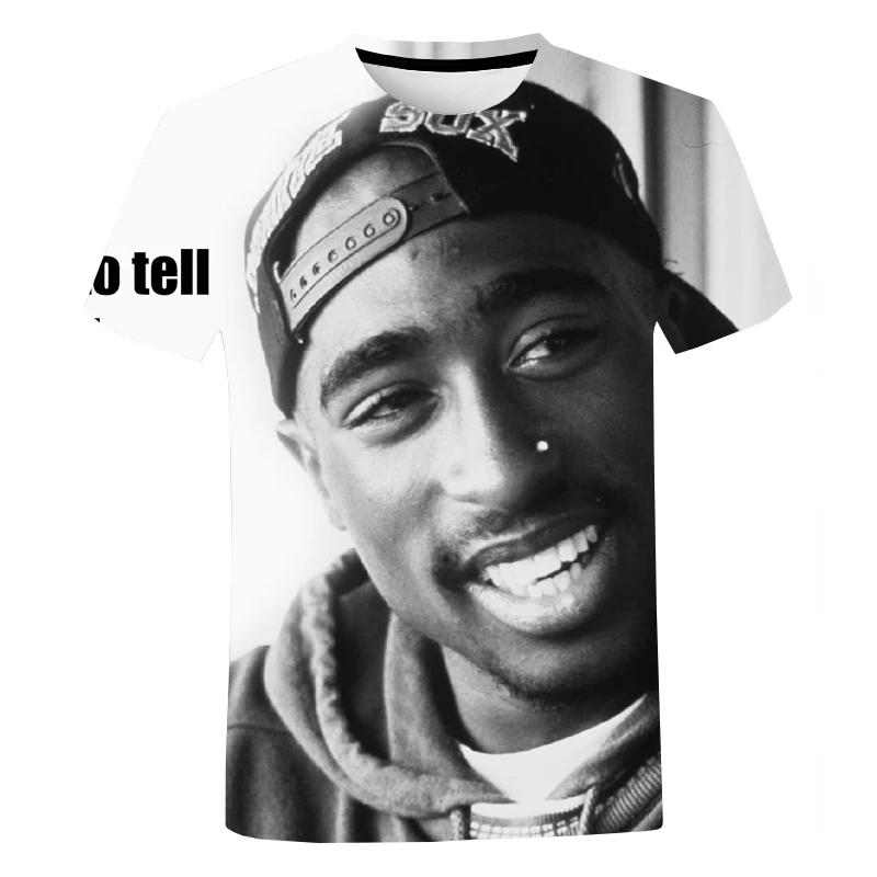 

Футболка 2Pac унисекс с 3D-принтом, модная повседневная рубашка из полиэстера, с круглым вырезом, в стиле известной американской певицы, летняя