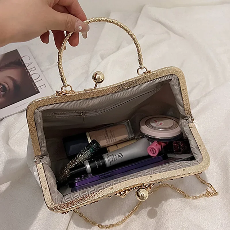 Дизайнерская Женская Сумка Через Плечо С Красной Розой И Цепочкой Клатч