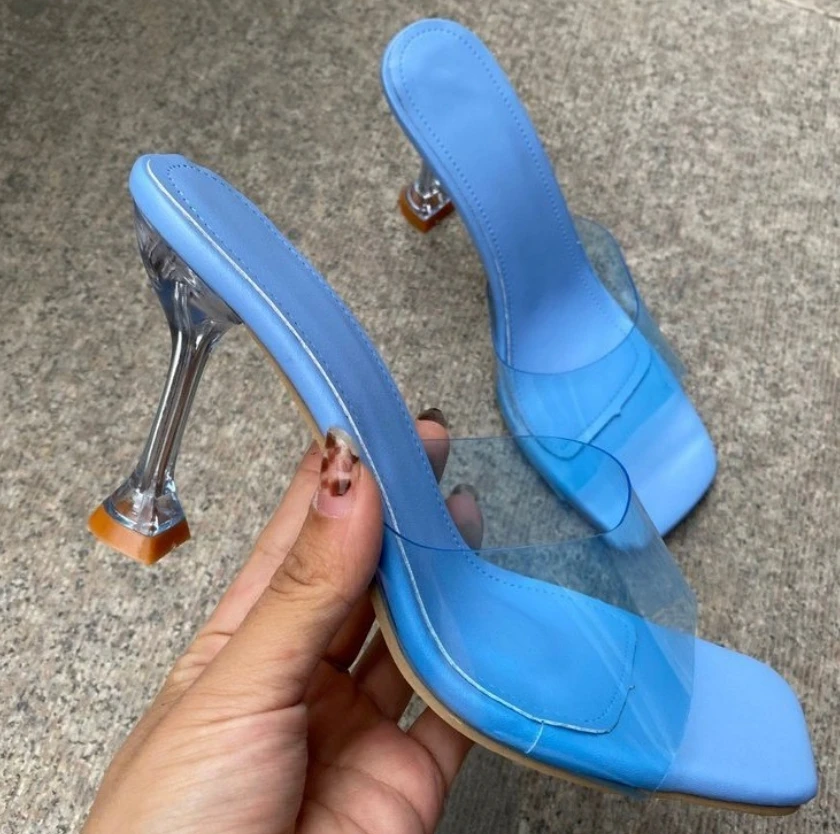 

Сандалии-желе из ПВХ на высоком каблуке, с открытым носком