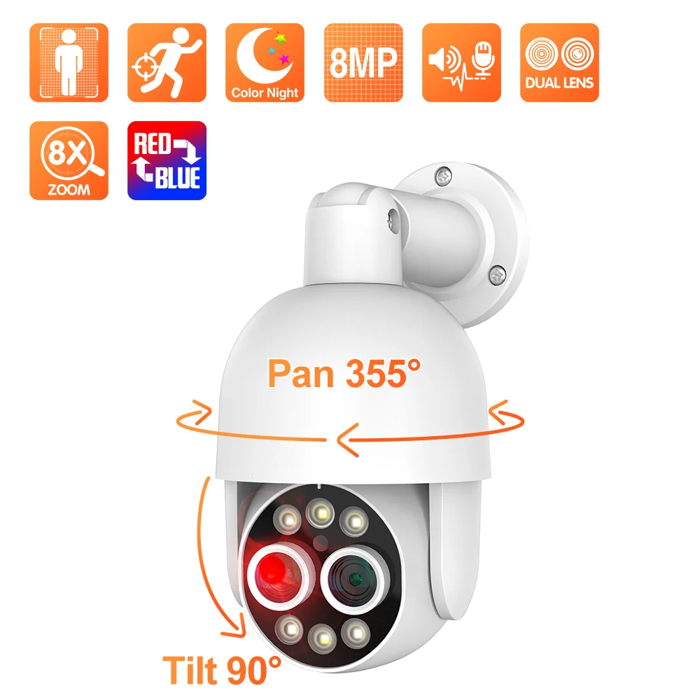 

Techage XM-PT825D-80P IP-камера видеонаблюдения 8МП с двумя объективами