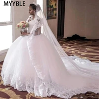 white ball gown wedding dresses cap sleeve 2022 beading gorgeous lace v neck royal train plus size bridal gowns robe de mariage