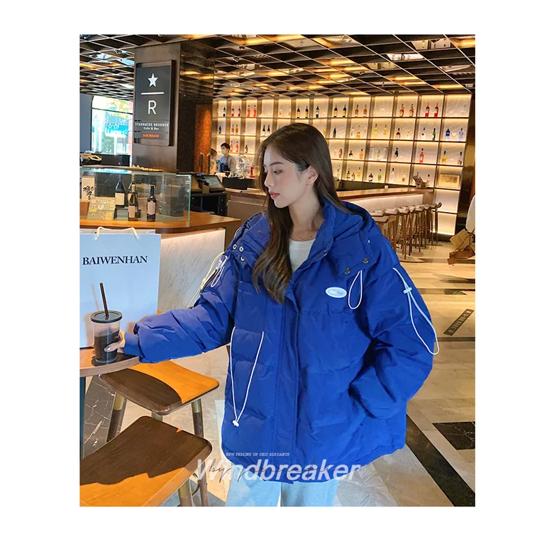 Winter Women's Klein Blue Down Jacket Fashion Loose Jacket Lazy Wind Versatile Thickened Thin Warm Oversize Padded Jacket Jacket