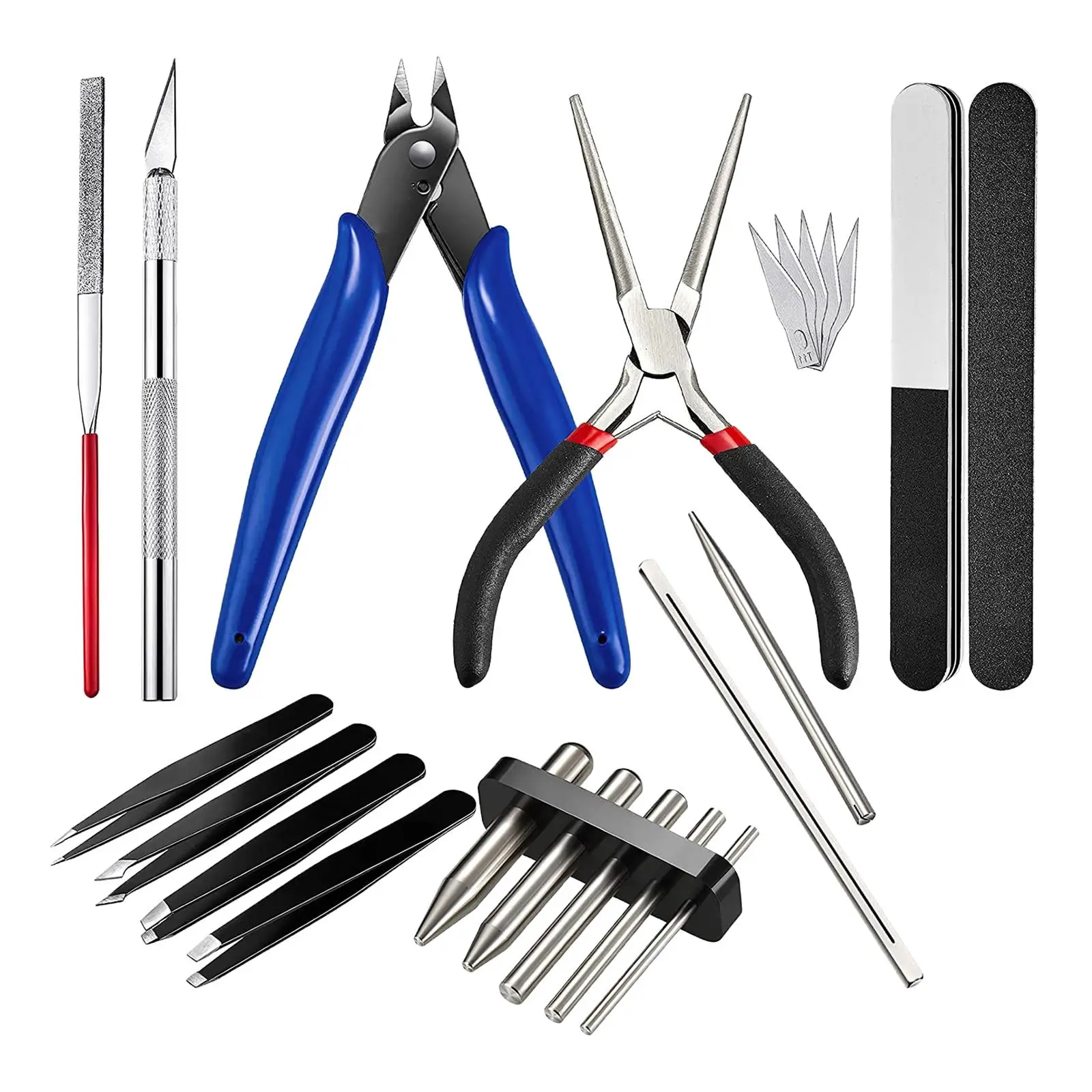 

17x Metal Model Tools Kits Pliers, Shape Bending DIY for Model Repairing and Fixing, Craft Sodlering, Jewelry, Electronics