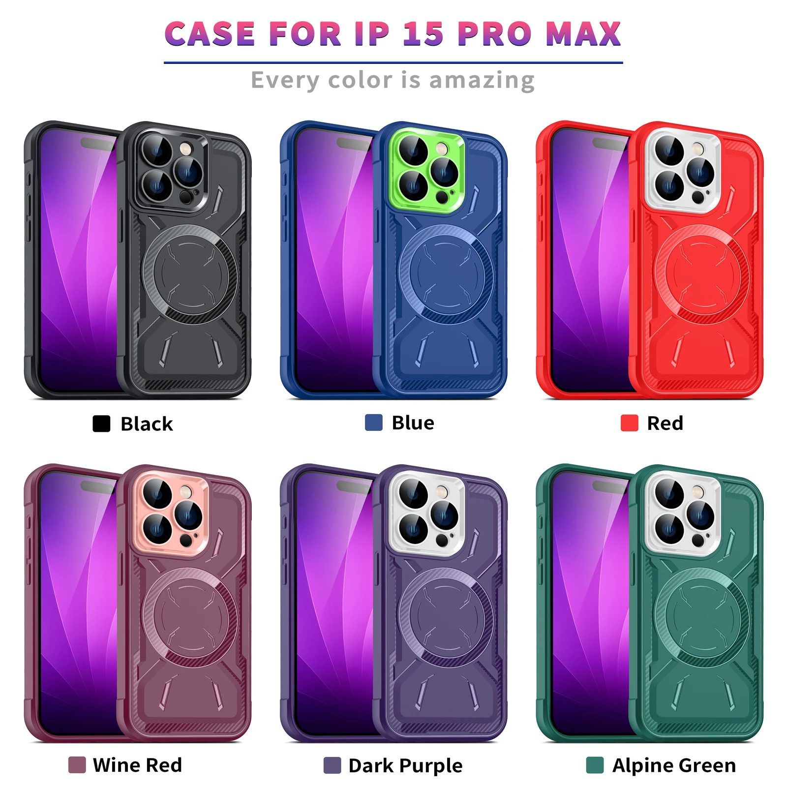 

Case For iPhone 12 13 14 15 Pro Max Magnetic Magsafe Wireless Charging Tempered Glass Camera Lens Protection TPU Phone Cover