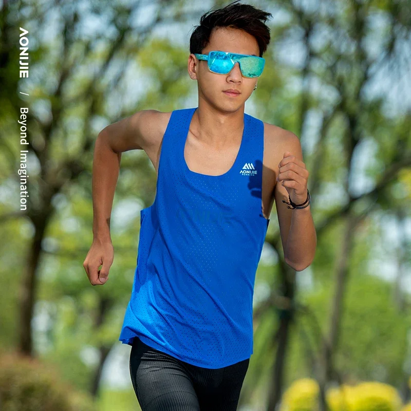 Жилет для бега AONIJIE одежда спортзала Мужская майка дышащая летняя баскетбольная
