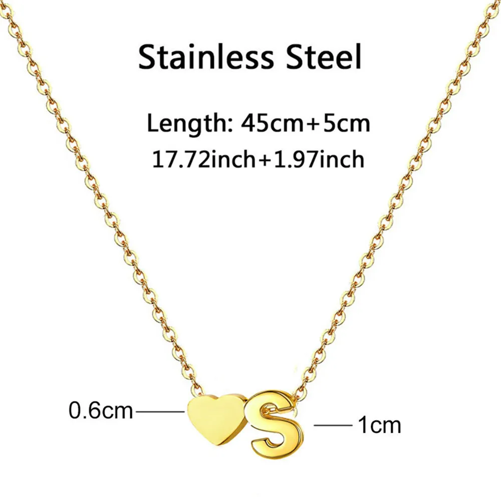 Ожерелье с изящными инициалами в виде крошечного сердца для женщин золотистого и
