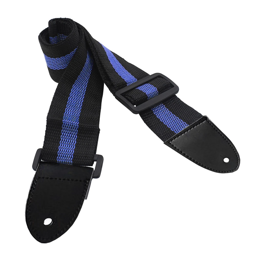 

Durable Adjustable Nylon Vintage Stripes Acoustic Electric Guitar Strap Woven Fabrics Ends Strap