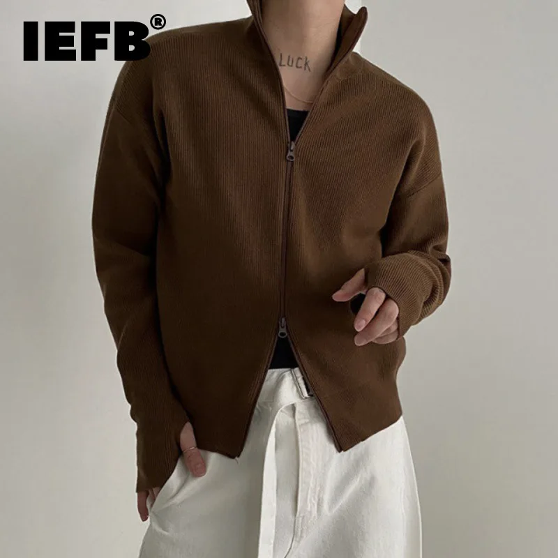 IEFB корейский стиль мужская одежда вязаный кардиган на молнии пальто осенний