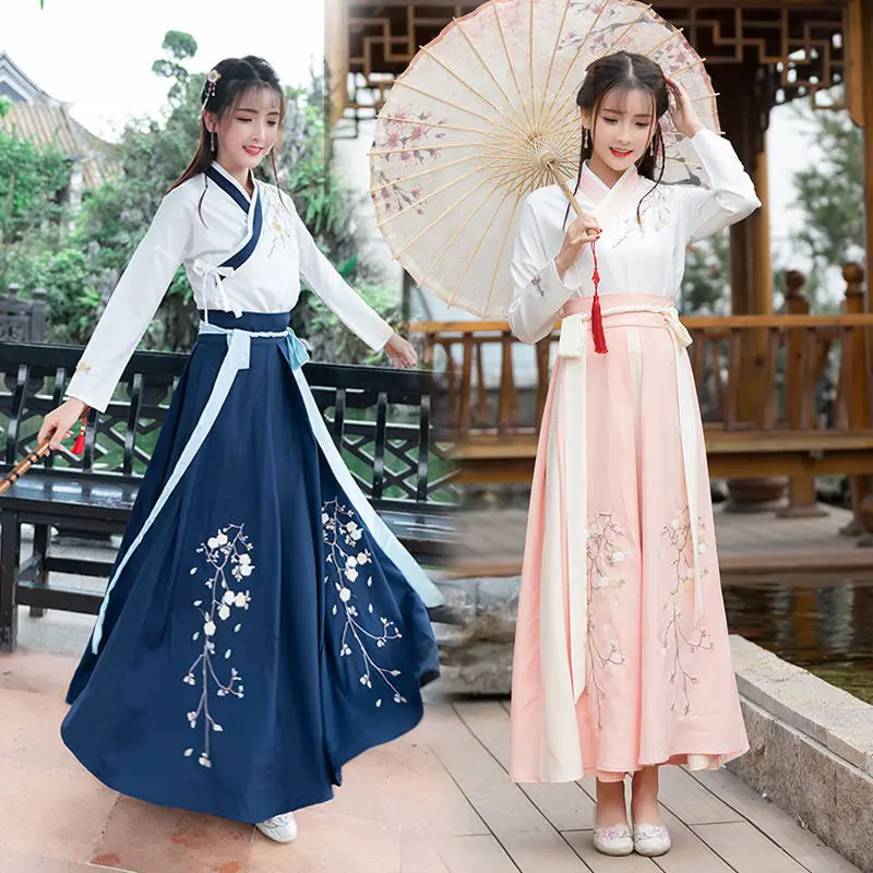 

JUSTSAIYAN Hanfu female costume adult student Ming made Chinese style improved waist-length sarong daily collar suit powder
