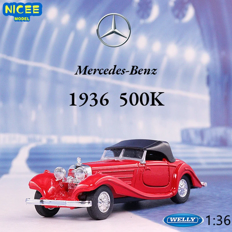 

WELLY 1:36 1936 Mercedes-Benz 500K Alloy Model Car Diecast Metal Pull-back Model Vehicles B630