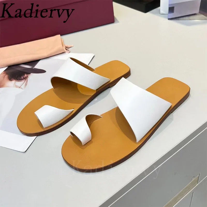 Шлепанцы женские из натуральной кожи сланцы Повседневная пляжная обувь