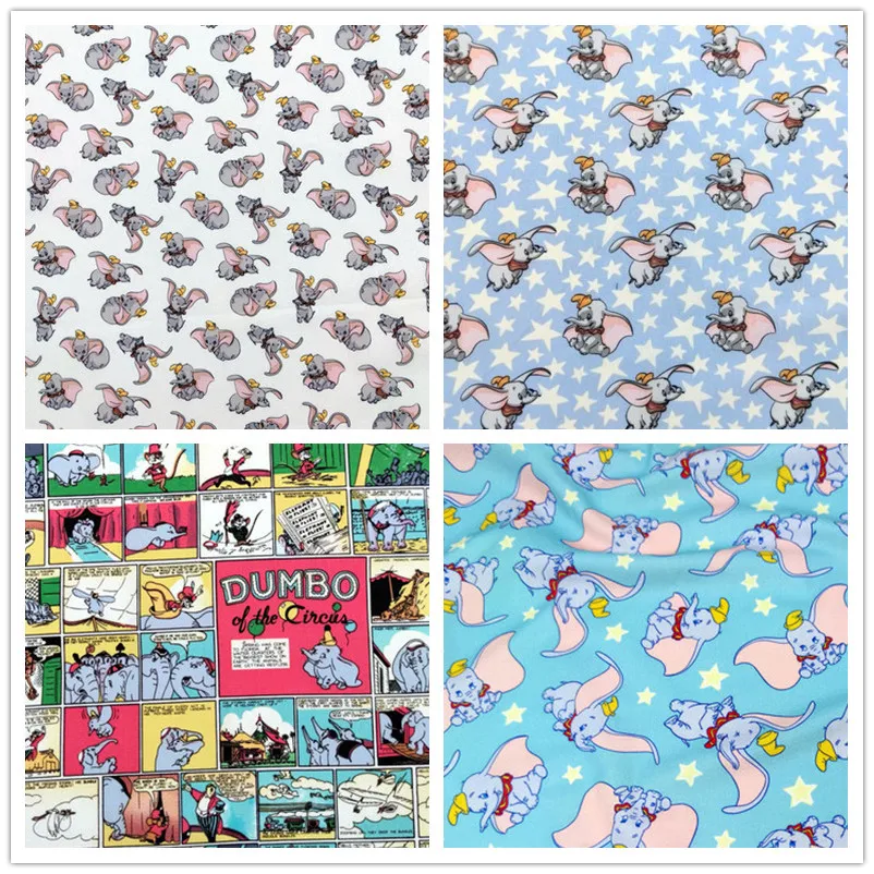 

Оптовая продажа, Disney, мультфильм, Дамбо, принт, хлопковая ткань, ткань, домашняя одежда, сделай сам, шитье, платье, материал