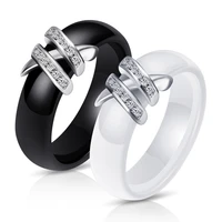 2022 new trendy ceramic white black color engagement ring for women lady anniversary gift jewelry wholesale moonso r5541